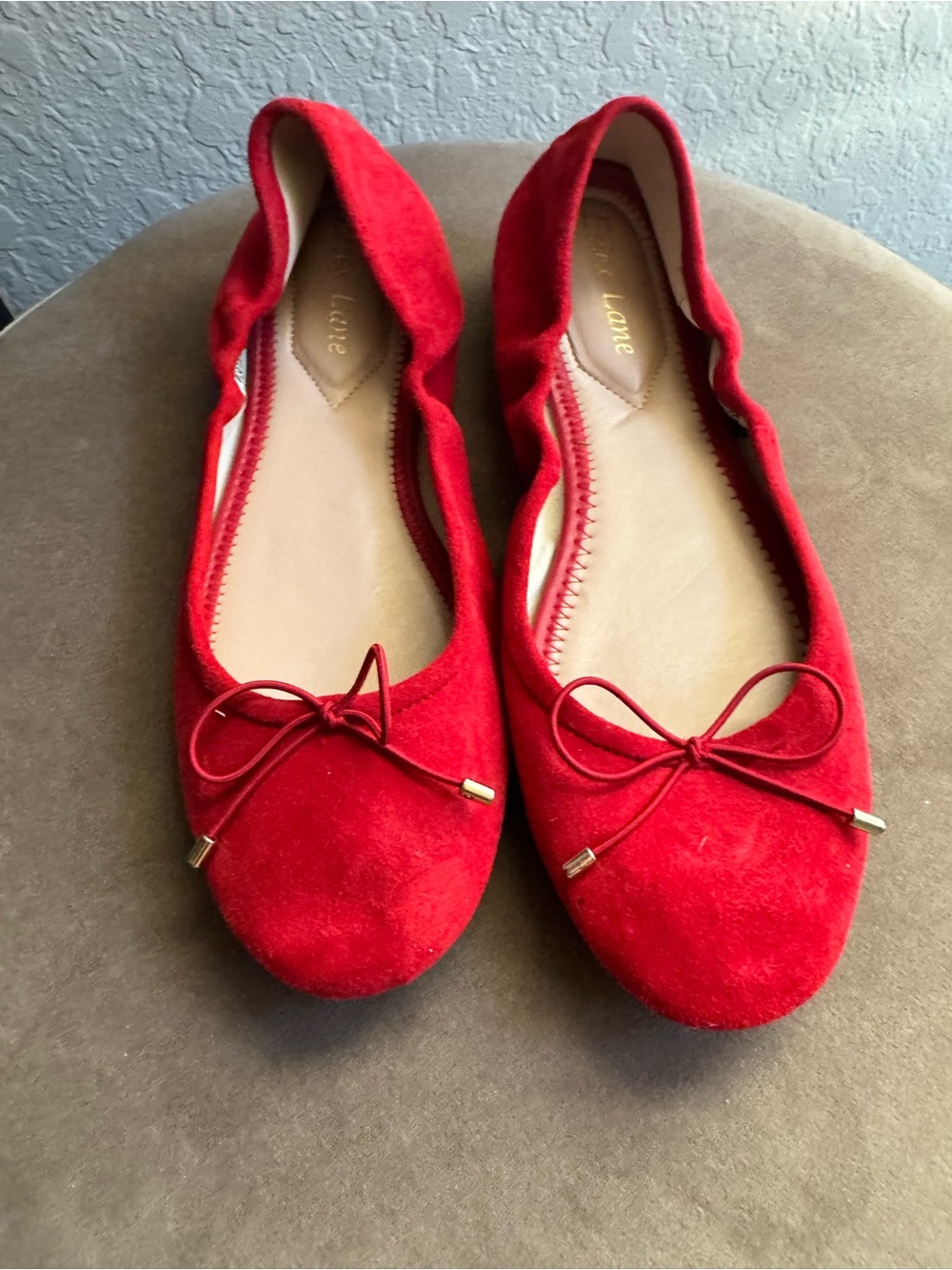 Essex Lane "EL-Becca" Red Suede Ballet Flats